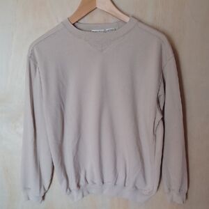 Hasting&Smith Petites Vintage Tan Crewneck Lightweight Sweatshirt Long Sleeve